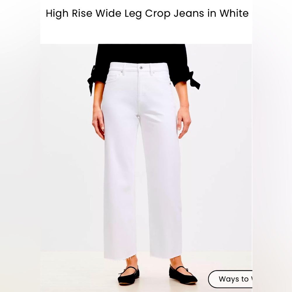 Loft High Rise Wide Leg Crop Jeans in White